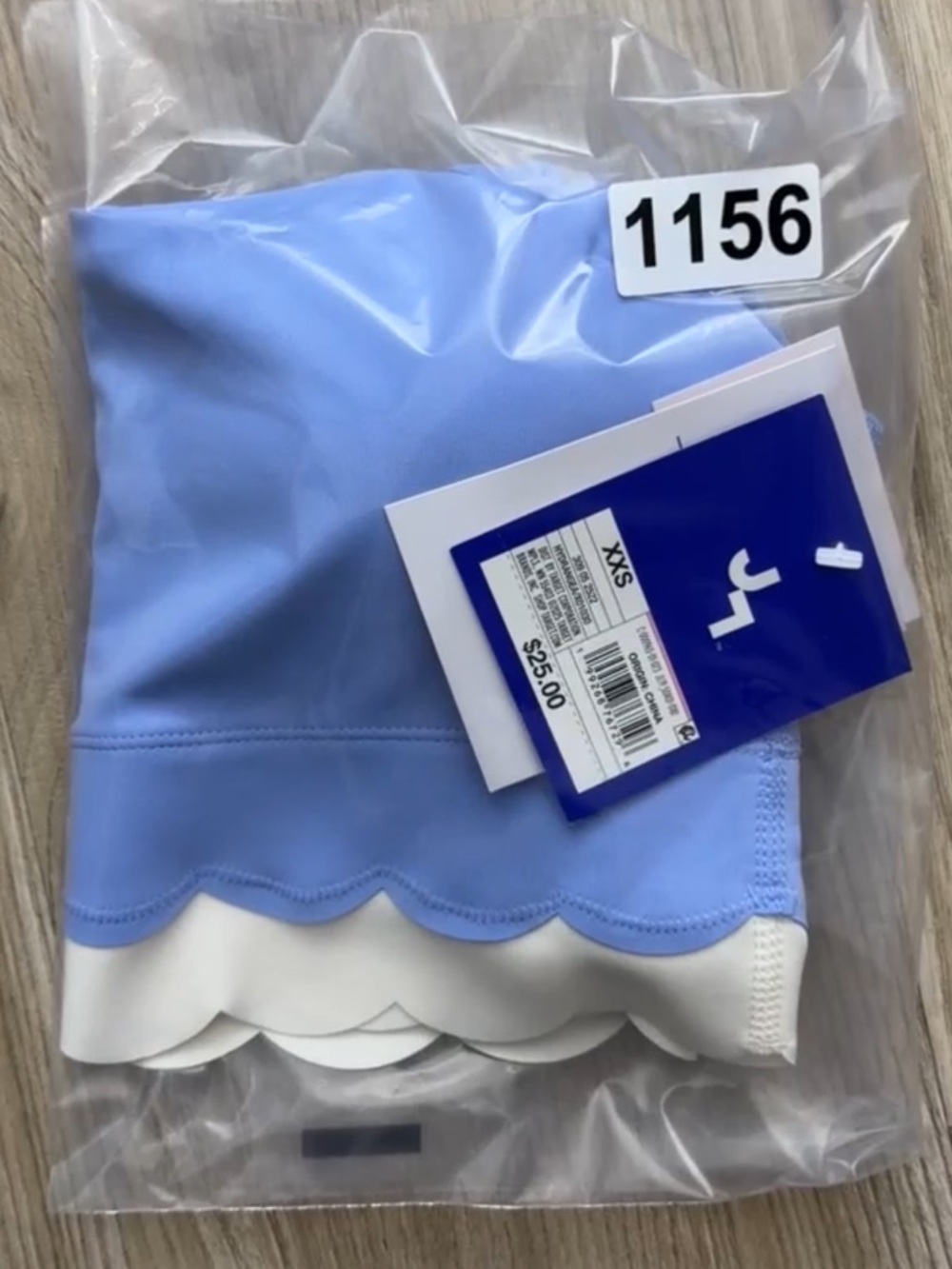 JOYLAB Women's Knit Scallop Cropped Support Top Periwinkle Blue/Cream All Sizes - Picture 16 of 16